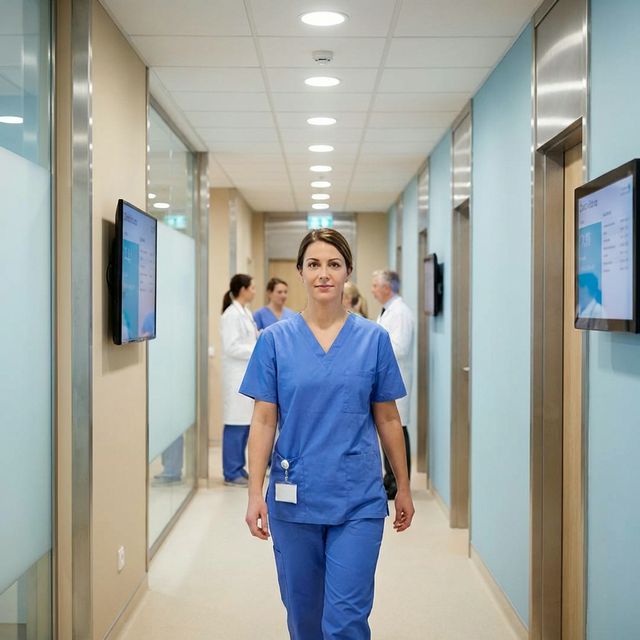 Clean medical facility hallway